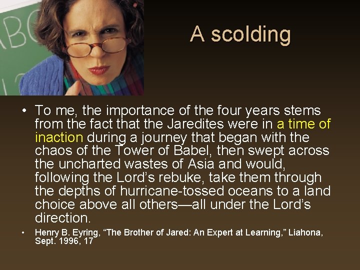 A scolding • To me, the importance of the four years stems from the A scolding • To me, the importance of the four years stems from the
