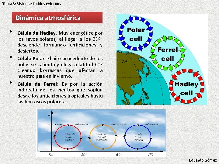Tema 5: Sistemas fluidos externos Dinámica atmosférica • • • Célula de Hadley. Muy Tema 5: Sistemas fluidos externos Dinámica atmosférica • • • Célula de Hadley. Muy