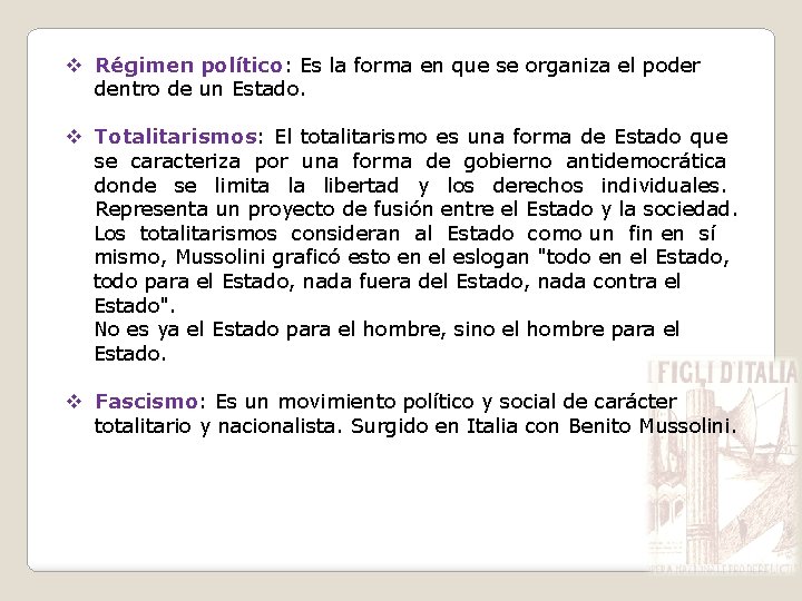 v Régimen político: Es la forma en que se organiza el poder dentro de