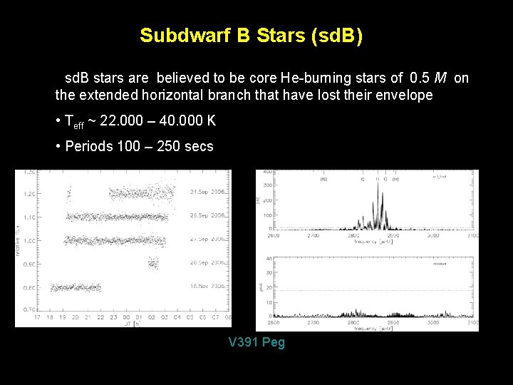 Subdwarf B Stars (sd. B) • sd. B stars are believed to be core