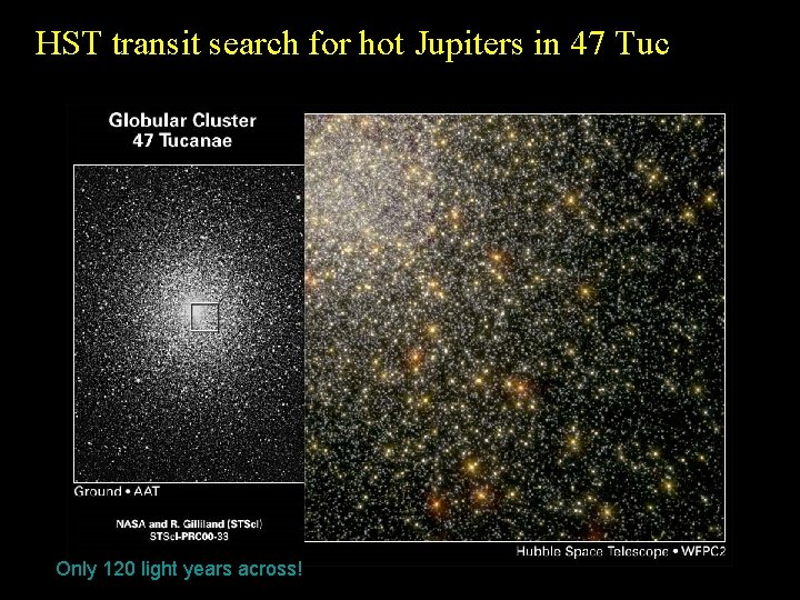 HST transit search for hot Jupiters in 47 Tuc Only 120 light years across!