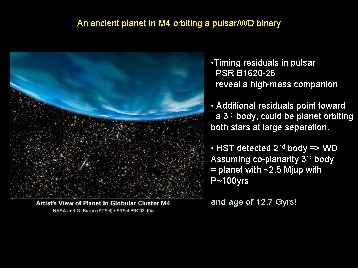 An ancient planet in M 4 orbiting a pulsar/WD binary • Timing residuals in