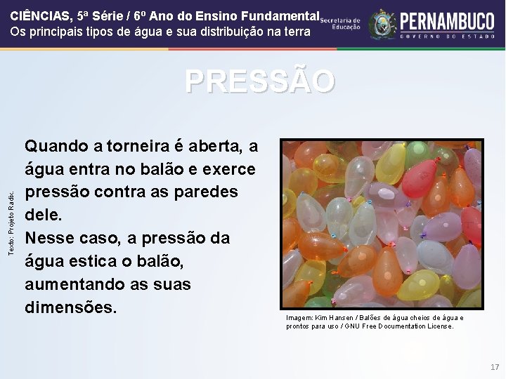 CIÊNCIAS, 5ª Série / 6º Ano do Ensino Fundamental Os principais tipos de água