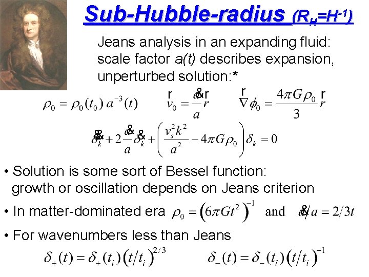 Sub-Hubble-radius (RH=H-1) Jeans analysis in an expanding fluid: scale factor a(t) describes expansion, unperturbed