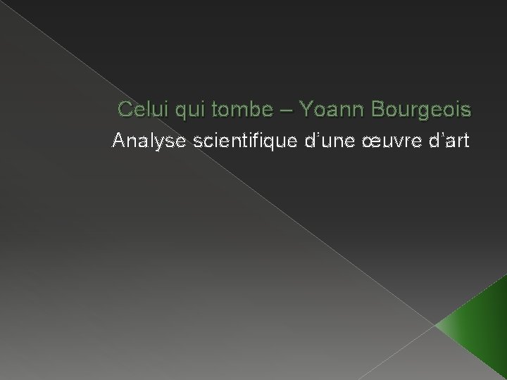Celui qui tombe – Yoann Bourgeois Analyse scientifique d’une œuvre d’art 