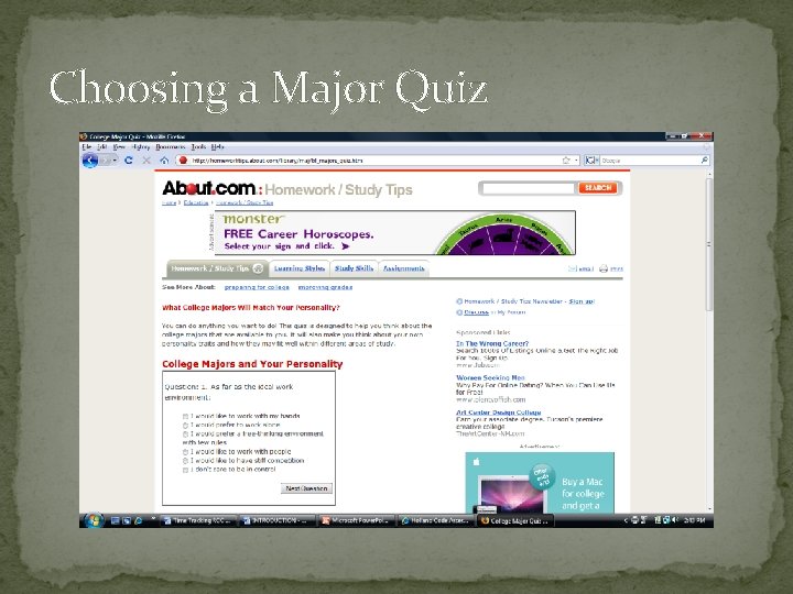 Choosing a Major Quiz 