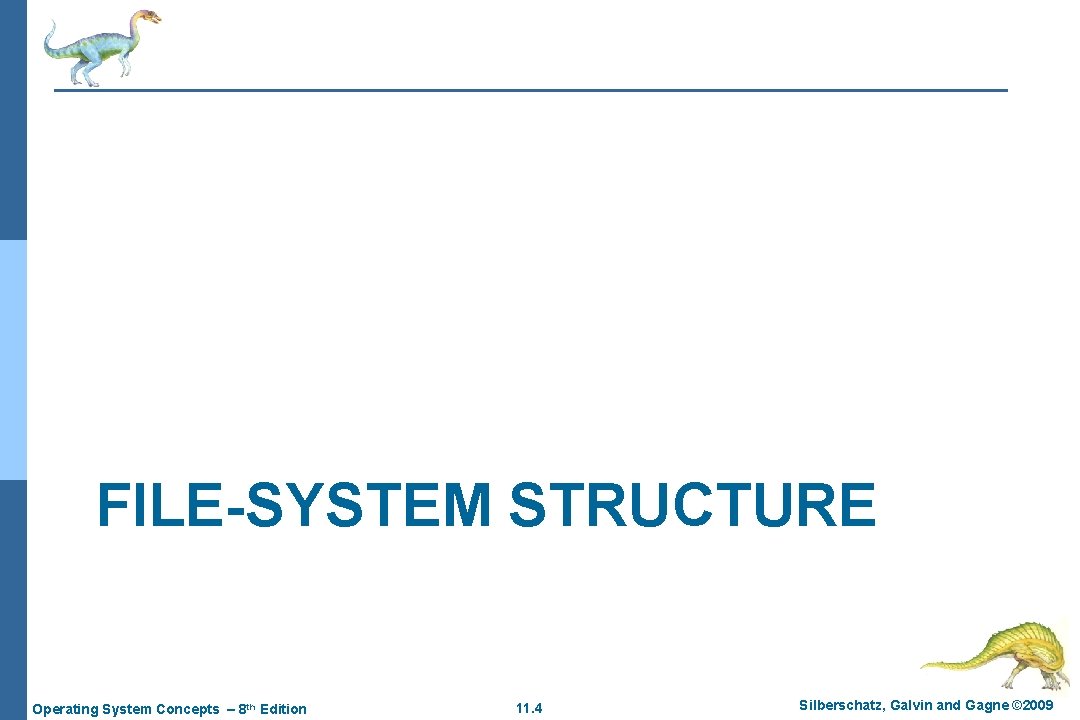 FILE-SYSTEM STRUCTURE Operating System Concepts – 8 th Edition 11. 4 Silberschatz, Galvin and