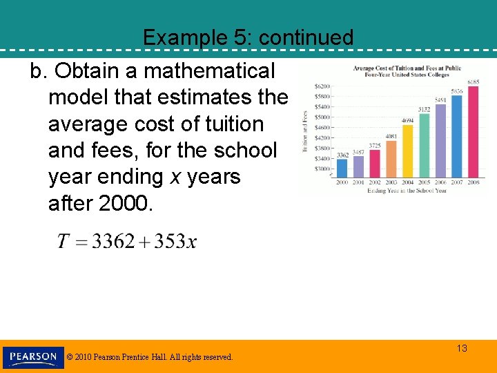 Example 5: continued b. Obtain a mathematical model that estimates the average cost of Example 5: continued b. Obtain a mathematical model that estimates the average cost of