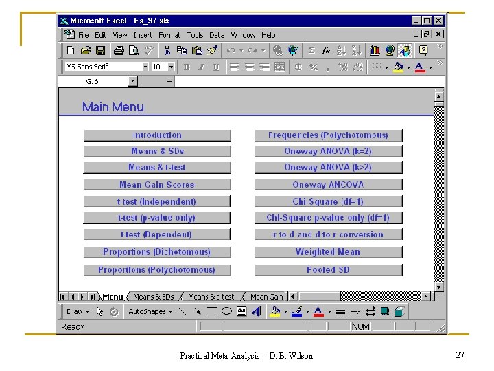 Practical Meta-Analysis -- D. B. Wilson 27 