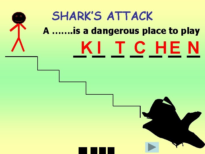 SHARK’S ATTACK A ……. is a dangerous place to play _K_I _T _C _H