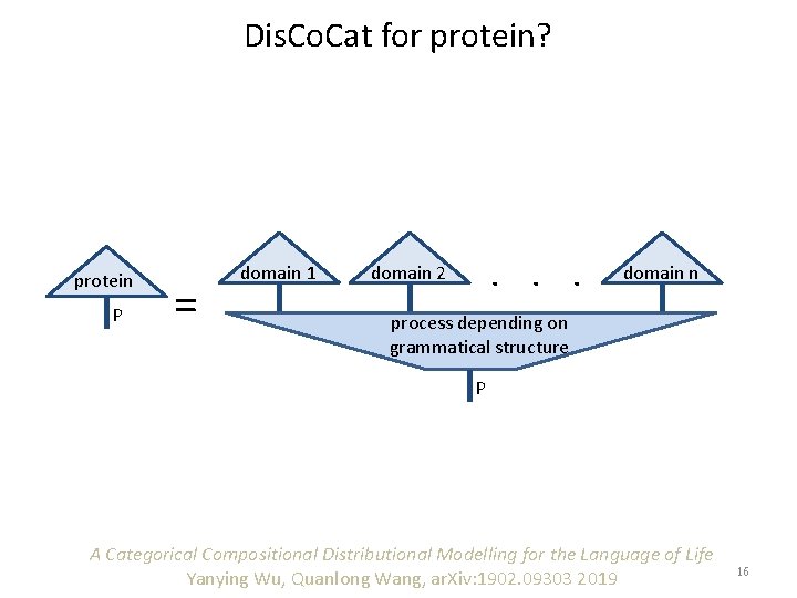 Dis. Co. Cat for protein? protein P = domain 1 . domain 2 domain