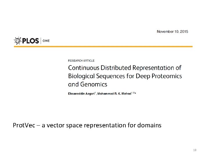 Prot. Vec – a vector space representation for domains 18 