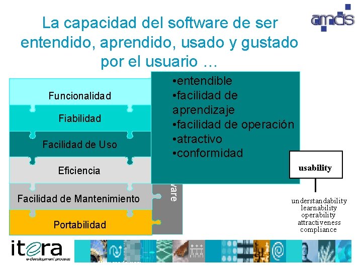 La capacidad del software de ser entendido, aprendido, usado y gustado por el usuario