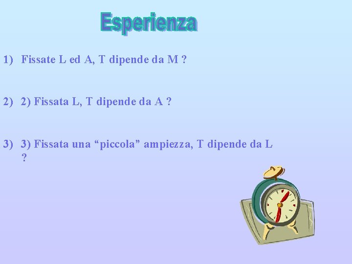 1) Fissate L ed A, T dipende da M ? 2) 2) Fissata L,