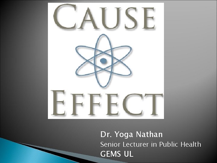 Dr. Yoga Nathan Senior Lecturer in Public Health GEMS UL 