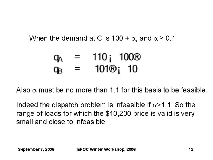 When the demand at C is 100 + a, and a ≥ 0. 1