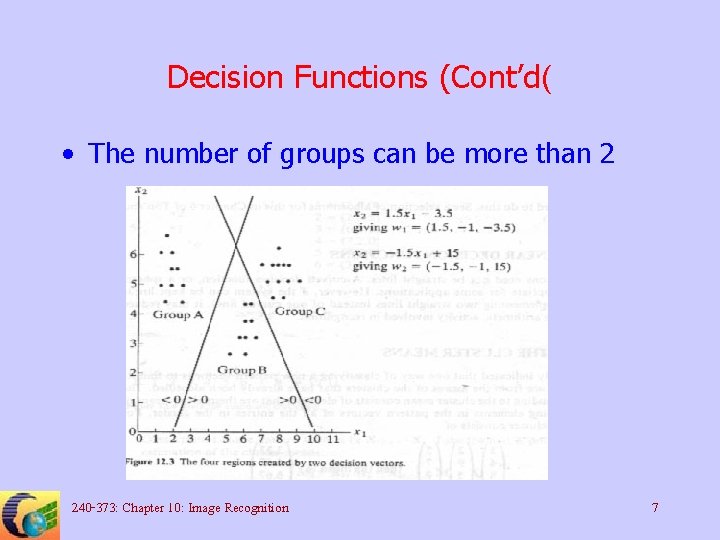 Decision Functions (Cont’d( • The number of groups can be more than 2 240