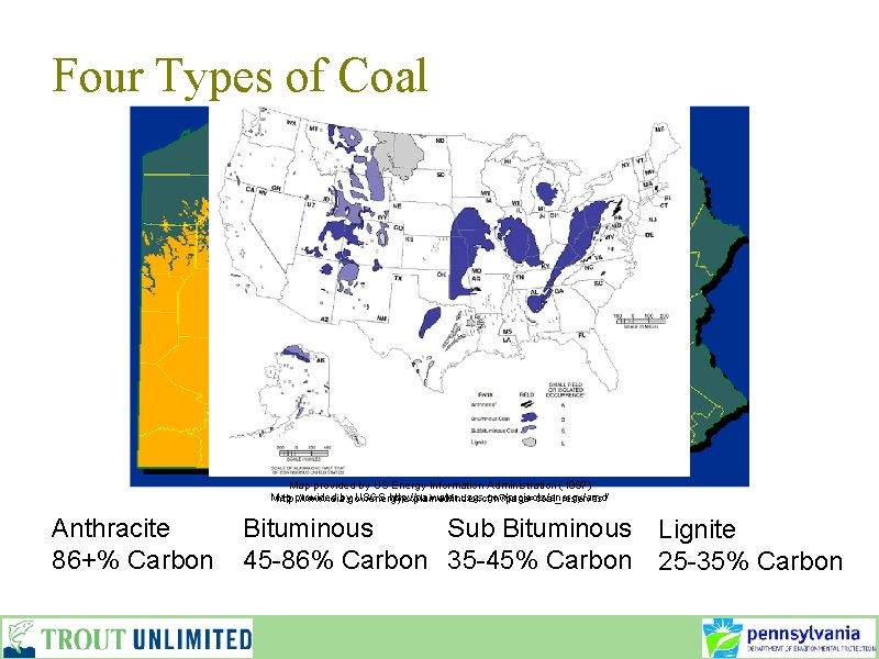Four Types of Coal Map provided by US Energy Information Administration (1997) Map provided