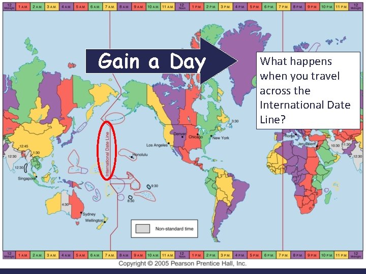 Gain a Day What happens when you travel across the International Date Line? 