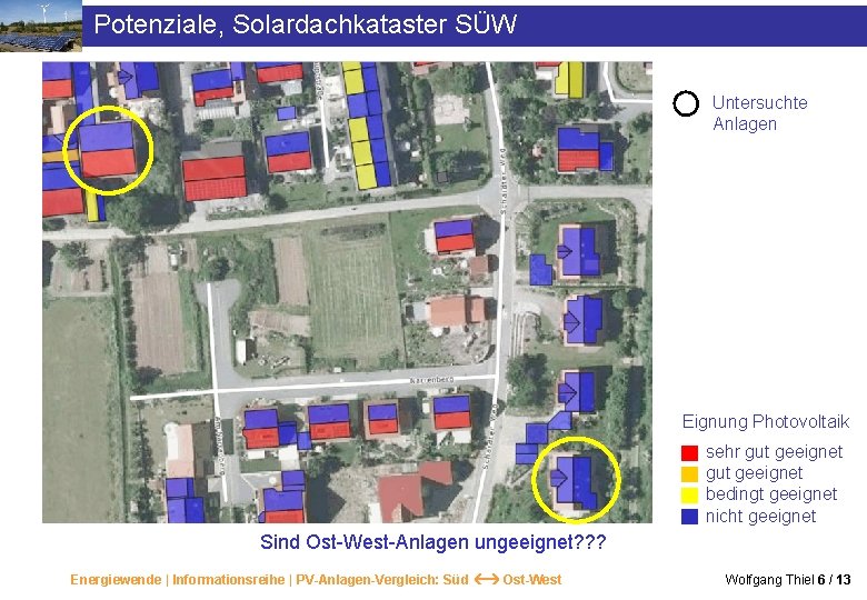 Potenziale, Solardachkataster SÜW Untersuchte Anlagen Eignung Photovoltaik sehr gut geeignet bedingt geeignet nicht geeignet