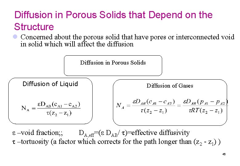 Diffusion in Porous Solids that Depend on the Structure l Concerned about the porous