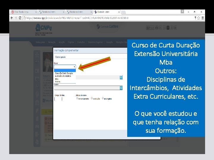 Curso de Curta Duração Extensão Universitária Mba Outros: Disciplinas de Intercâmbios, Atividades Extra Curriculares,