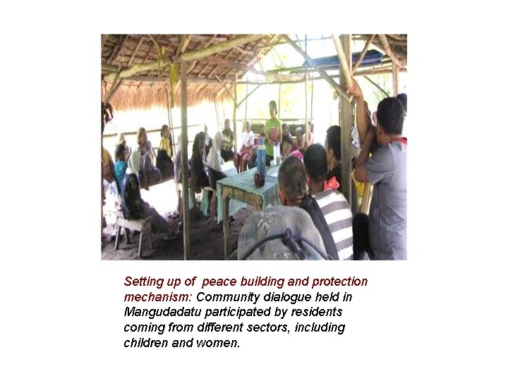 Setting up of peace building and protection mechanism: Community dialogue held in Mangudadatu participated Setting up of peace building and protection mechanism: Community dialogue held in Mangudadatu participated