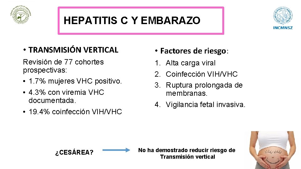 HEPATITIS C Y EMBARAZO • TRANSMISIÓN VERTICAL • Factores de riesgo: Revisión de 77