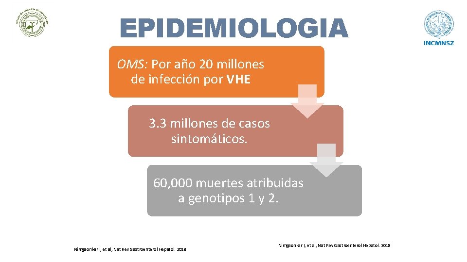 EPIDEMIOLOGIA OMS: Por año 20 millones de infección por VHE 3. 3 millones de