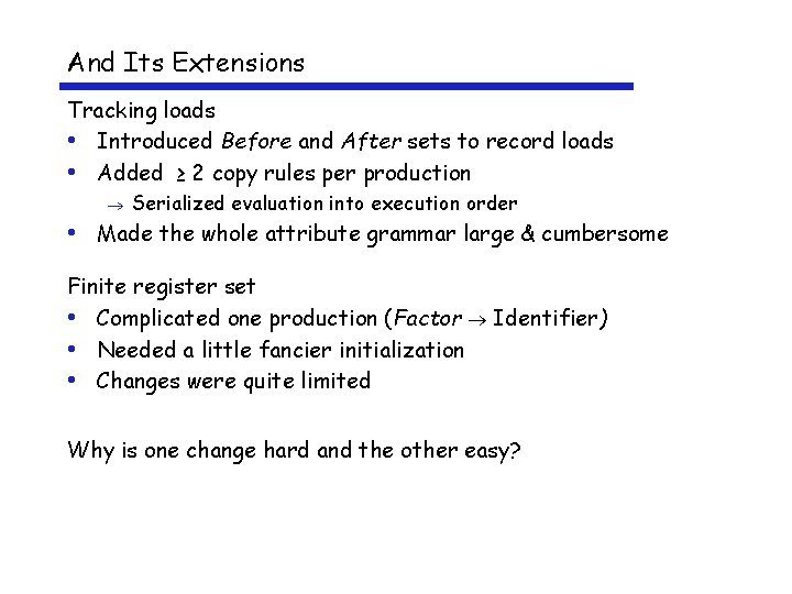 And Its Extensions Tracking loads • Introduced Before and After sets to record loads