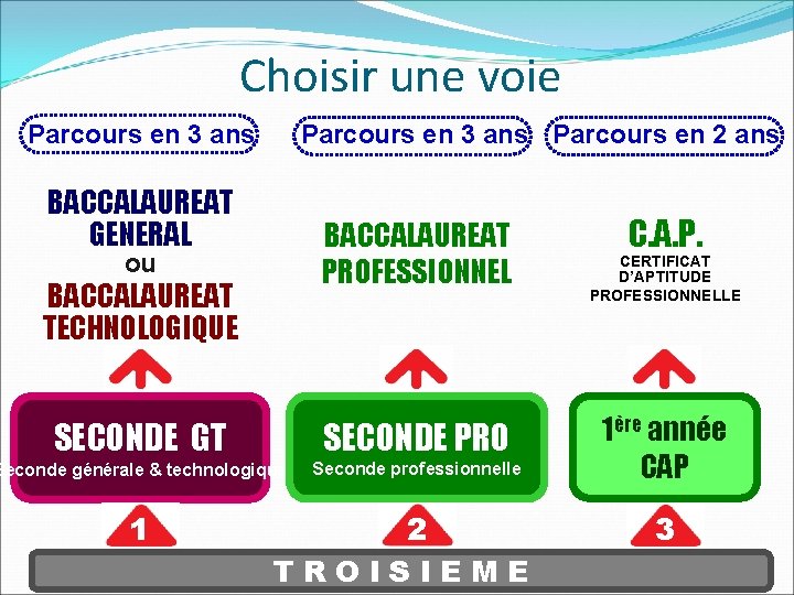 Choisir une voie Parcours en 3 ans Parcours en 2 ans Parcours en 3