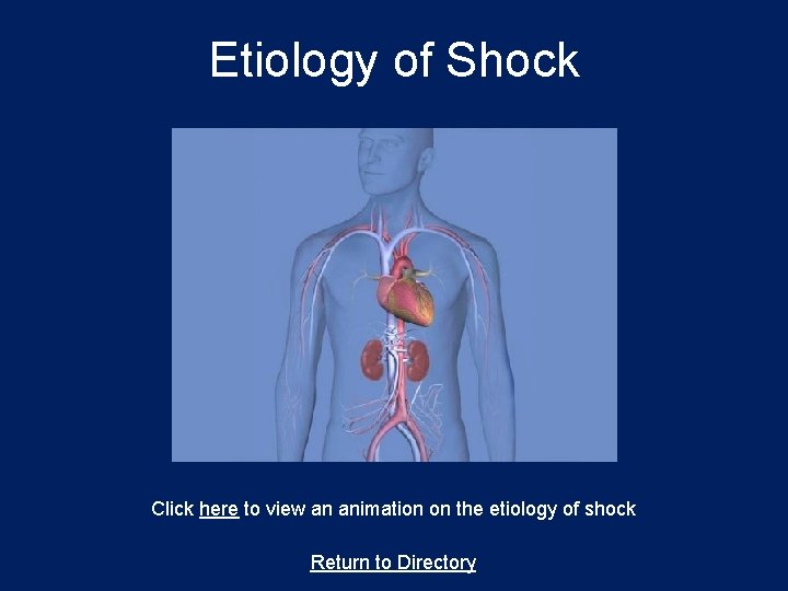 Etiology of Shock Click here to view an animation on the etiology of shock