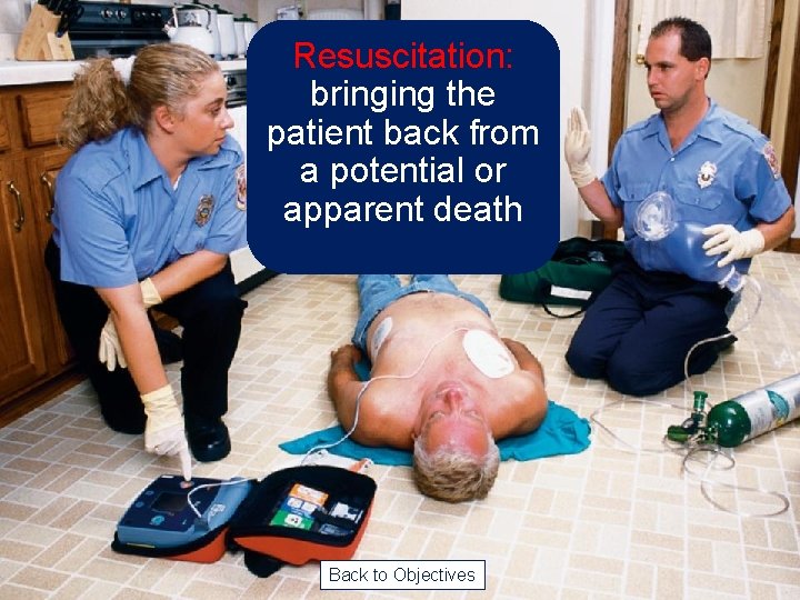 Sudden Death: Resuscitation: Cardiac Arrest: the patient dies bringing the cardiac output is within