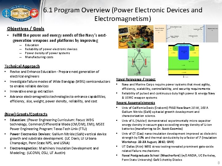 6. 1 Program Overview (Power Electronic Devices and Electromagnetism) Objectives / Goals • Fulfill