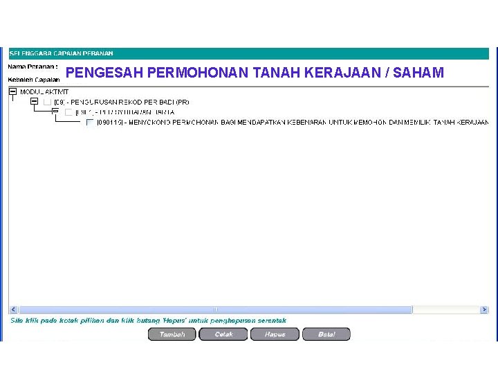 PENGESAH PERMOHONAN TANAH KERAJAAN / SAHAM 