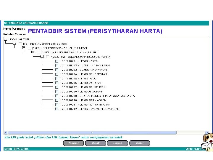 PENTADBIR SISTEM (PERISYTIHARAN HARTA) 