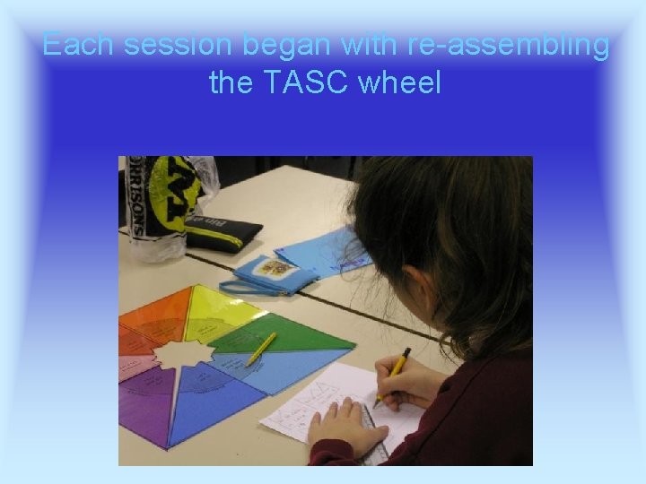 Each session began with re-assembling the TASC wheel 