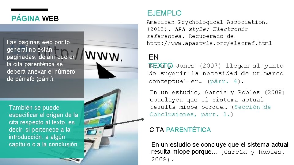 PÁGINA WEB Las páginas web por lo general no están paginadas, de ahí que PÁGINA WEB Las páginas web por lo general no están paginadas, de ahí que