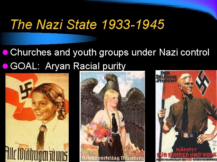 The Nazi State 1933 -1945 l Churches and youth groups under Nazi control l