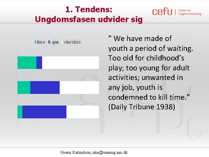 1. Tendens: Ungdomsfasen udvider sig ” We have made of youth a period of