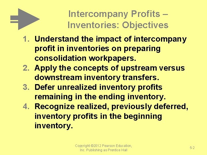 Intercompany Profits – Inventories: Objectives 1. Understand the impact of intercompany profit in inventories