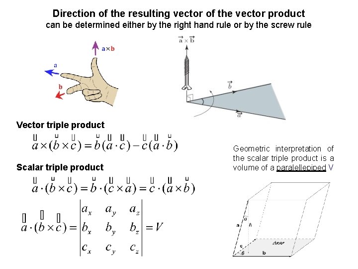 Direction of the resulting vector of the vector product can be determined either by