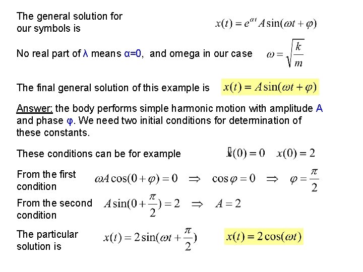 The general solution for our symbols is No real part of λ means α=0,