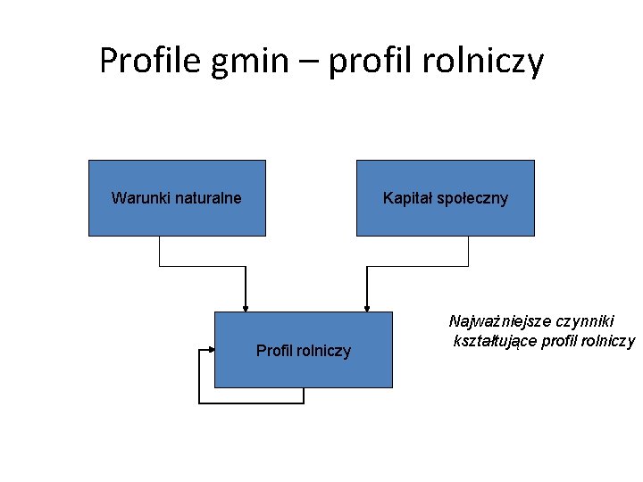 Profile gmin – profil rolniczy Warunki naturalne Kapitał społeczny Profil rolniczy Najważniejsze czynniki kształtujące