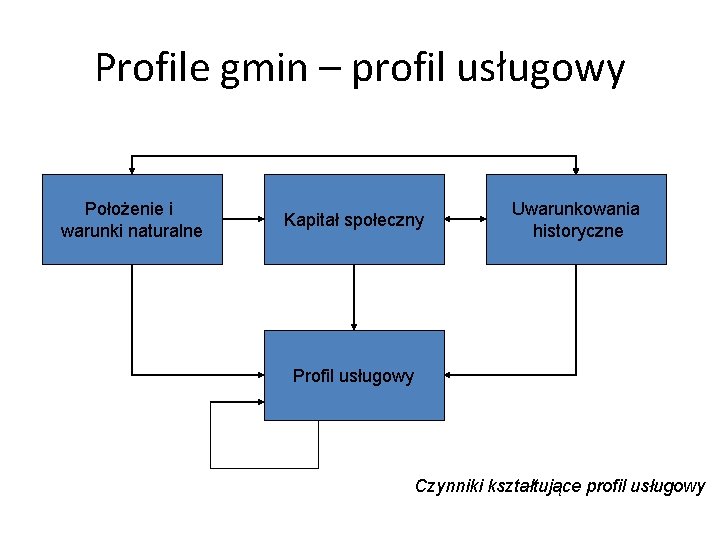 Profile gmin – profil usługowy Położenie i warunki naturalne Kapitał społeczny Uwarunkowania historyczne Profil