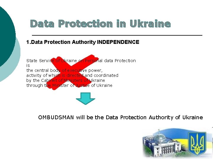 Data Protection in Ukraine 1. Data Protection Authority INDEPENDENCE State Service of Ukraine on Data Protection in Ukraine 1. Data Protection Authority INDEPENDENCE State Service of Ukraine on