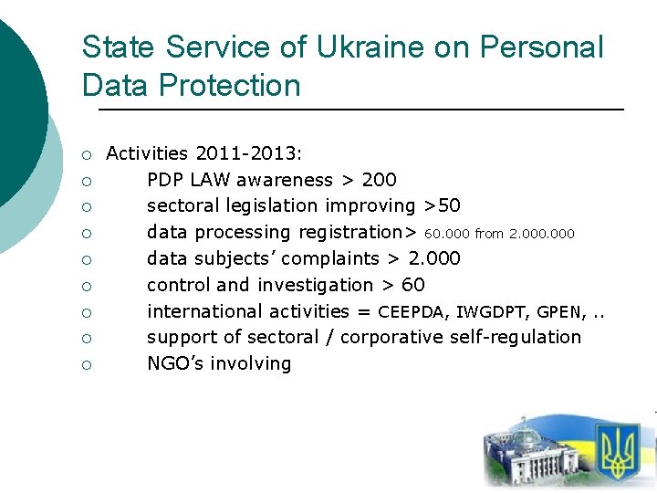 State Service of Ukraine on Personal Data Protection ¡ ¡ ¡ ¡ ¡ Activities State Service of Ukraine on Personal Data Protection ¡ ¡ ¡ ¡ ¡ Activities