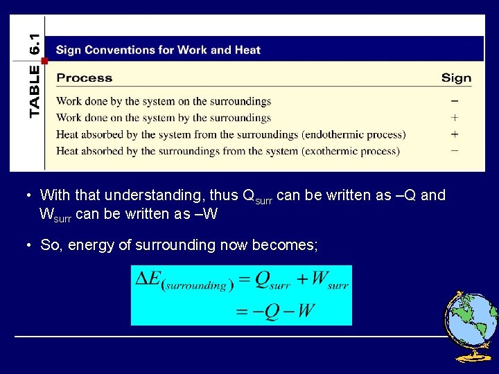  • With that understanding, thus Qsurr can be written as –Q and Wsurr