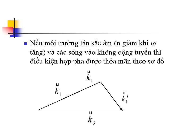 n Nếu môi trường tán sắc âm (n giảm khi tăng) và các sóng