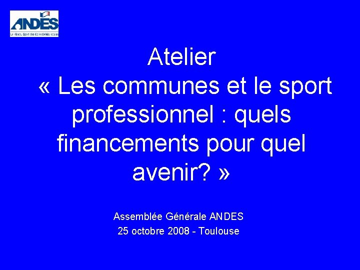 Atelier « Les communes et le sport professionnel : quels financements pour quel avenir?